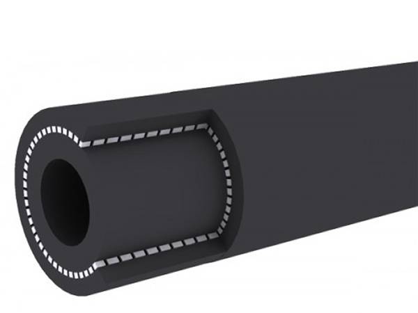 The inner construction of black rubber brake hose