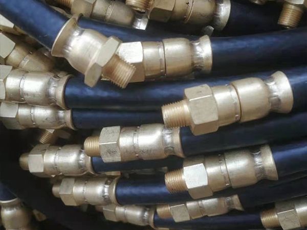 Various hydraulic brake hoses are placed.